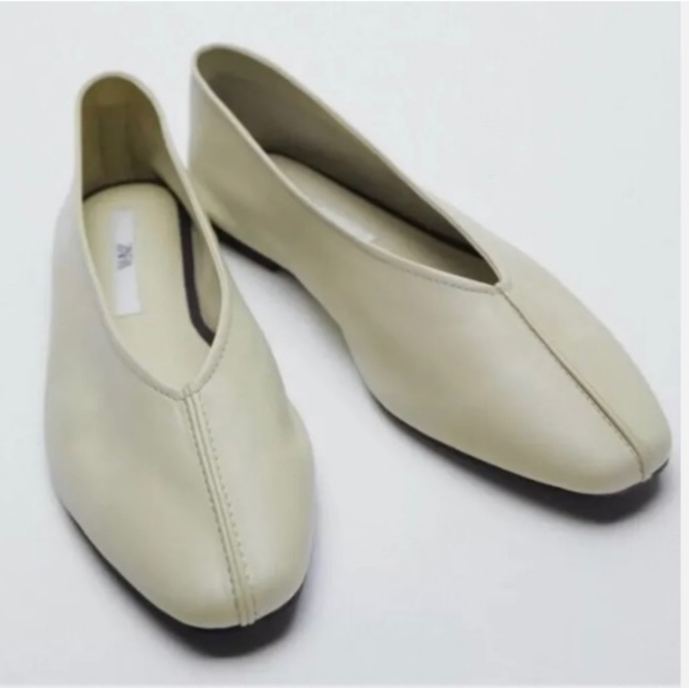 Airfit Butter Soft Cream Color Leather Ballet Flats EU 38